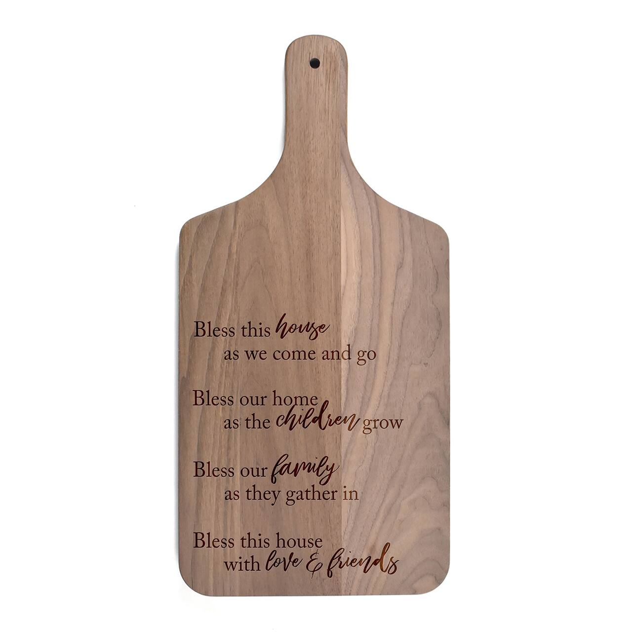 17" Bless This House Walnut Paddle Cutting Board
